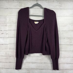 Boden Plum Ribbed V-Neck Pullover Sweater